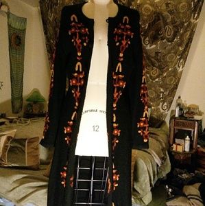 Vintage Style Black Knit Duster